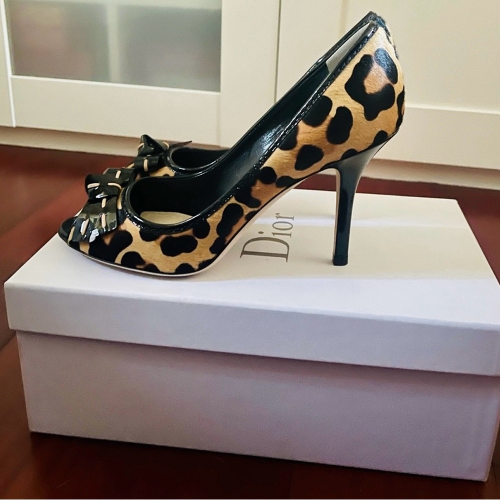 Christian Dior Peep-Toe Pump leopard 9cm heels size 38 New in the box - Picture 3 of 4
